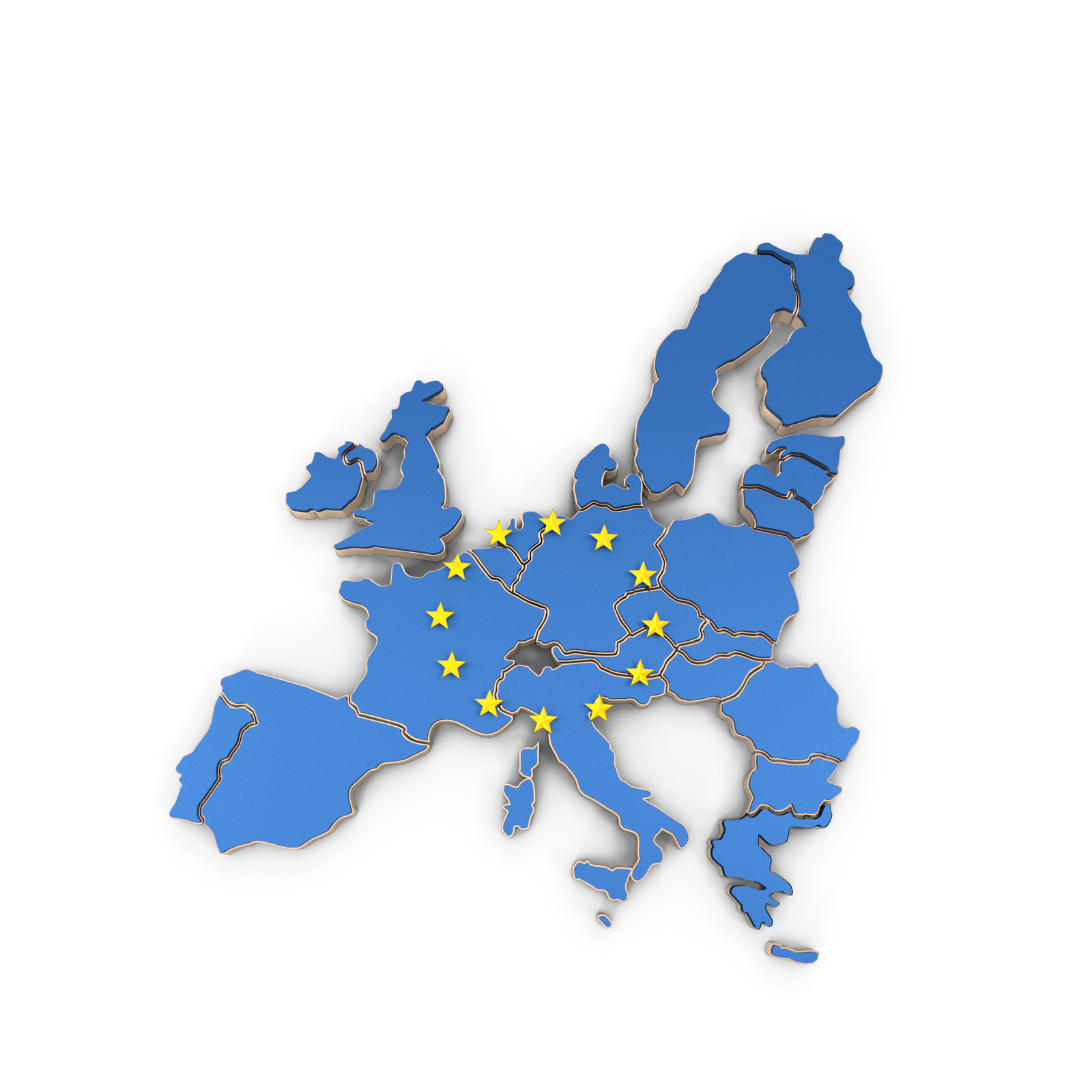 Europakarte mit dem Netzwerk von Cold Jet: Produktionsstandorte in Dänemark und Polen sowie Büros in Deutschland, Frankreich, Belgien und Spanien.